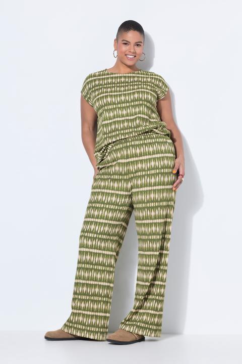 Image du produit Studio Untold Pantalon texturé, jambe large et taille élastique, imprimé (54)