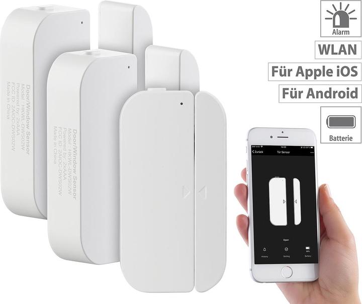 Produktbild Luminea 3er-Set WiFi Tür & Fensteralarm