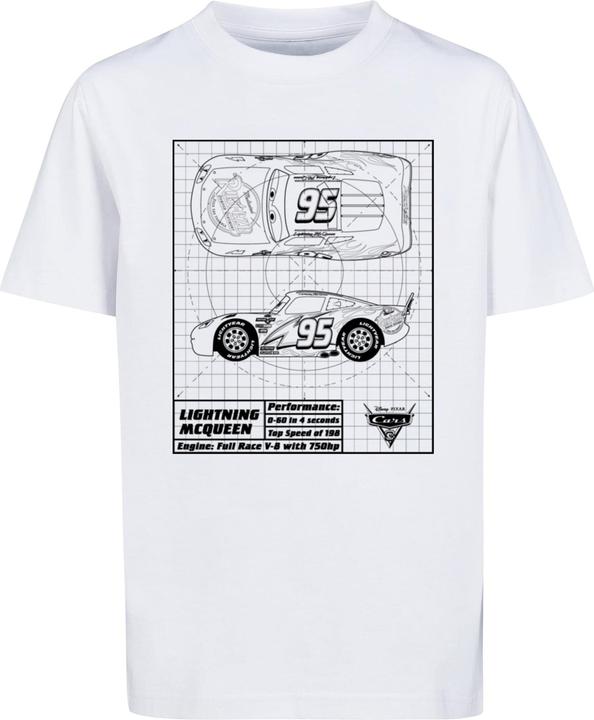 Absolute Cult Kids Cars - Lightning McQueen Blueprint Basic T-Shirt - 133315 (158, 164)