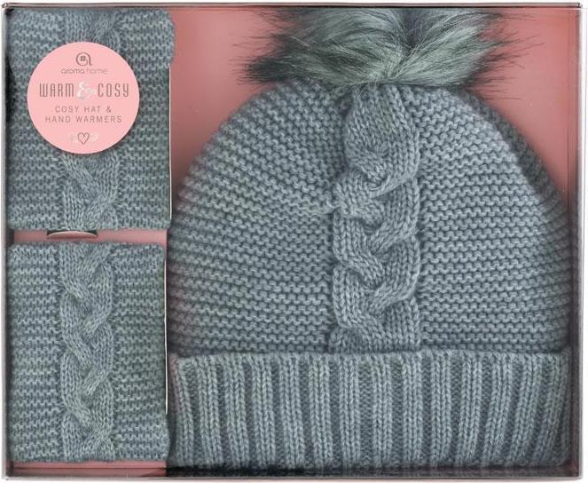 Actual product image Aroma Home Knitted Hat with Hand Warmers