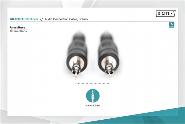 Produktbild Digitus 3.5mm Klinke – 3.5mm Klinke (1.50 m, 3.5mm Klinke (AUX))