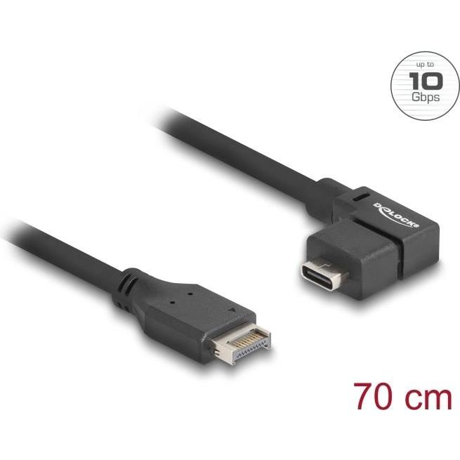 Thumbnail - Delock USB 10Gbps Kabel Typ-E Key A 20 Pin ST > USB-C BU gewinkelt 0,7m (0.70 m, USB 3.2 Gen 2), USB Kabel