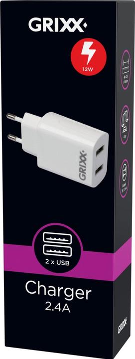 Image du produit Grixx Chargeur USB Dual Universal Optimum (12 W, 2 ports)