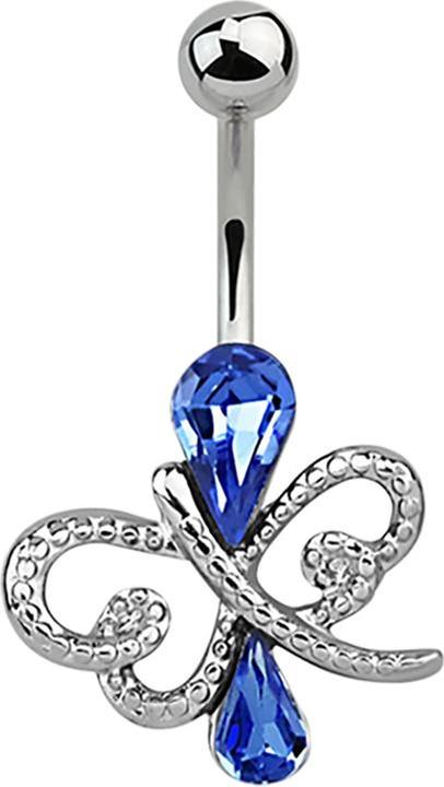 Immagine prodotto Star Piercing Farfalla Banana in argento con gocce di cristallo blu chiaro (senza ottone, Acciaio chirurgico 316L)