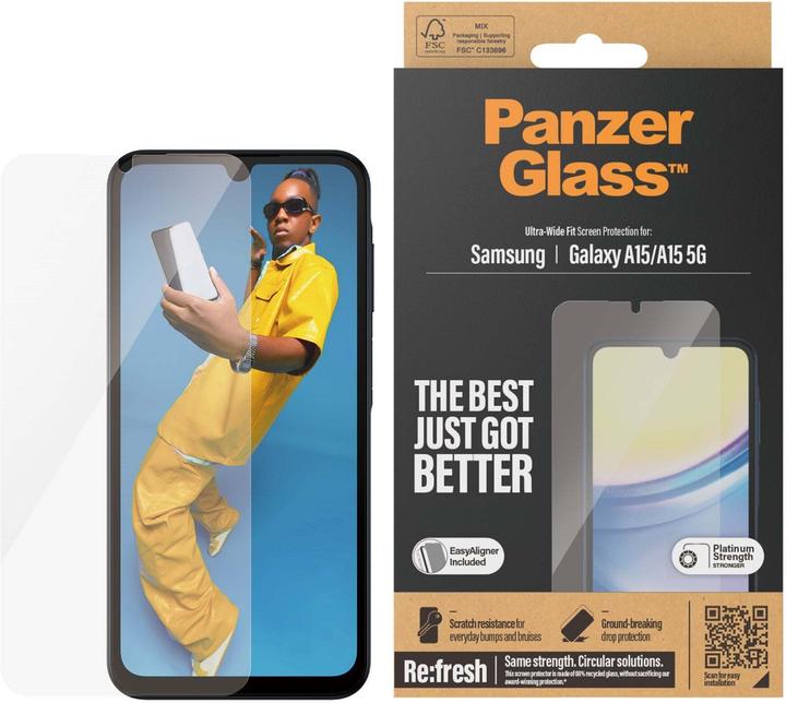 Immagine prodotto PanzerGlass Ultra-Wide Fit (1 pz., Samsung Galaxy A15, Samsung Galaxy A15 5G)