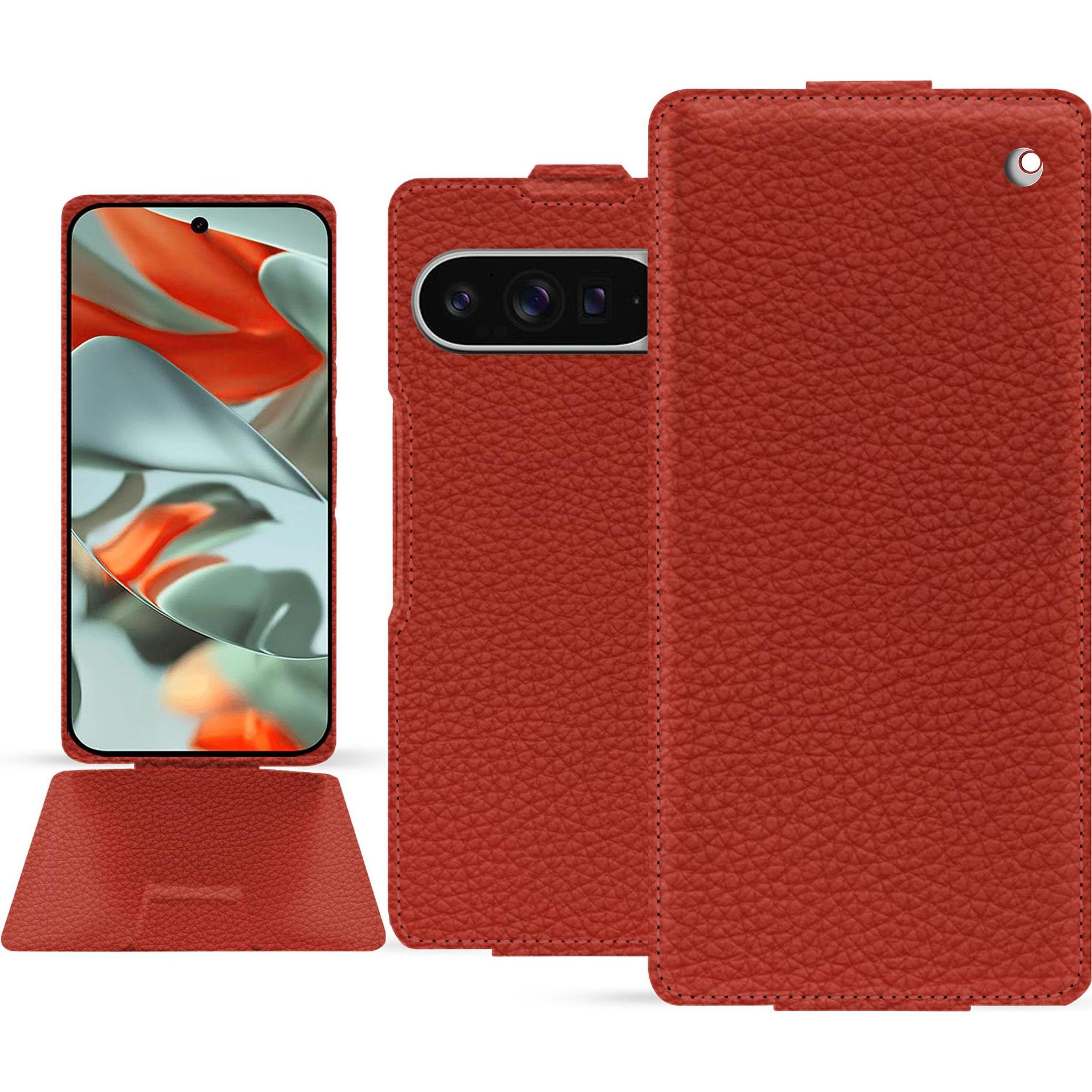 Noreve Lederschutzhülle vertikal (Google Pixel 9 Pro XL), Smartphone Hülle, Orange