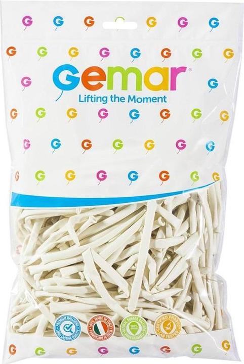 GMR Italienische weisse Röhrenballons, 100 Stück (100 x)