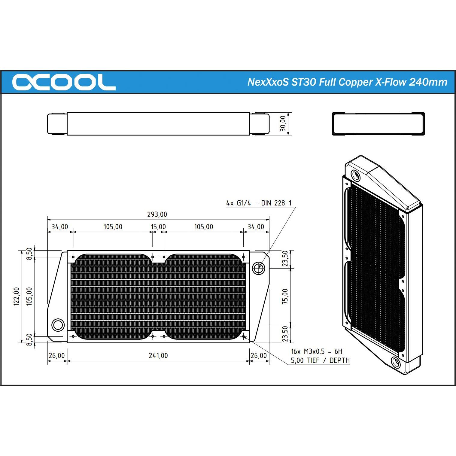 Thumbnail - Alphacool NexXxoS ST30 Full Copper X-Flow 240mm (120 mm), Wasserkühlung Radiator, Schwarz