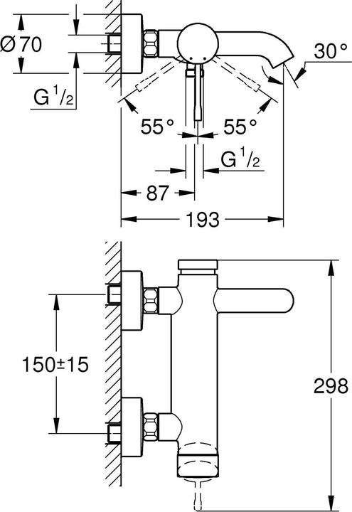 Actual product image Grohe Essence single-lever bath mixer
