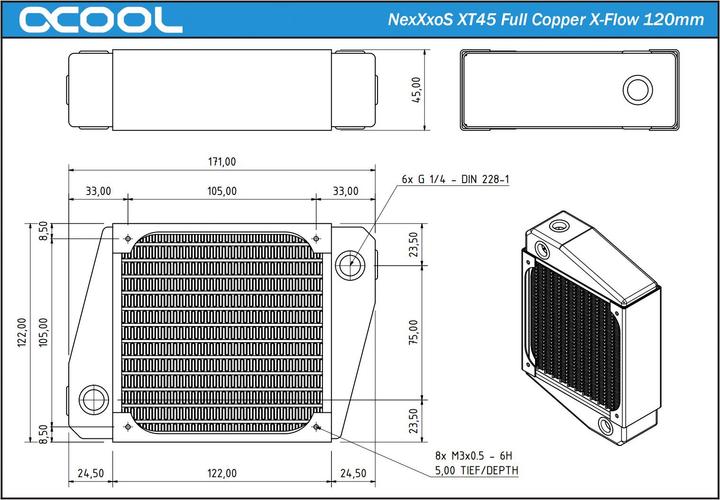Actual product image Alphacool NexXxoS XT45 Full Copper X-Flow 120mm (120 mm)