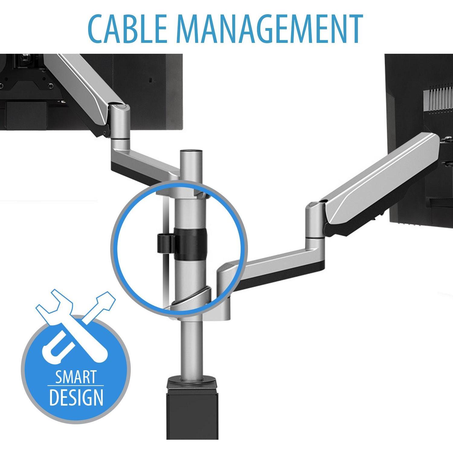 Thumbnail - V7 Dual Touch (Tisch, 32"), Monitor Halterung, Silber