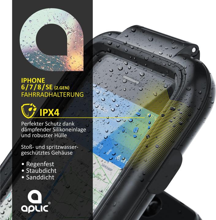Image du produit Aplic Appareil mobile support vélo, support hydrofuge pour Apple iPhone 6 / 6s / 7 / 8 / SE 2nd 3rd Gen