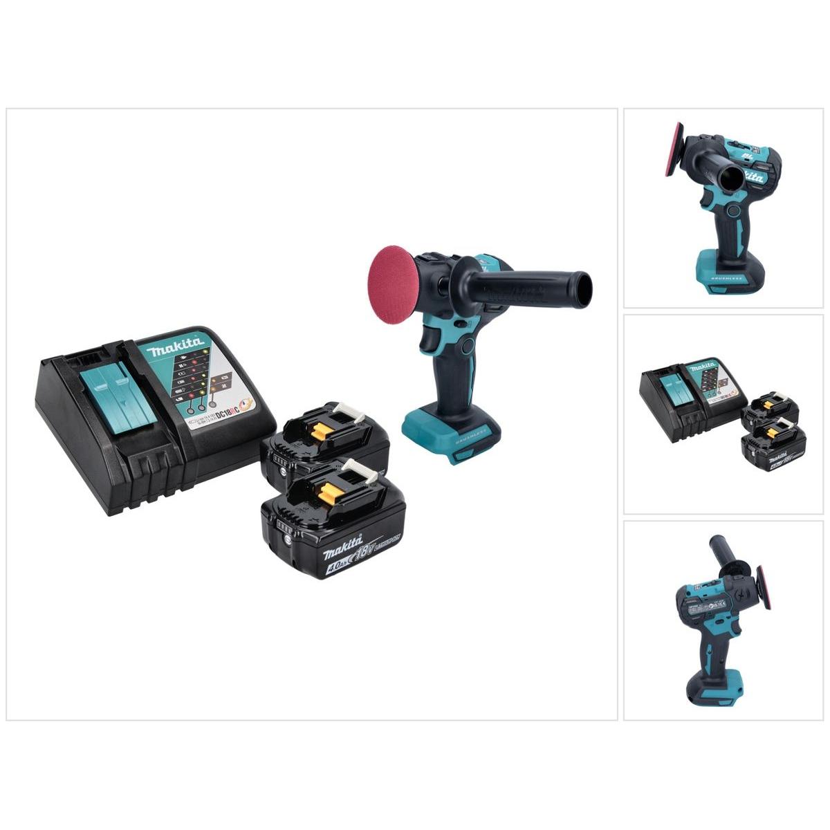 Makita, Schleifmaschine + Poliermaschine, DPV 300 RM Akku Schleifer Polierer 18 V 50 / 80 mm Brushless + 2x Akku 4,0 Ah ...