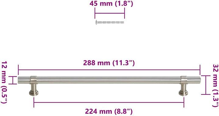 Produktbild VidaXL Möbelgriffe 5 Stk. Silbern 224 mm Edelstahl,Farbe