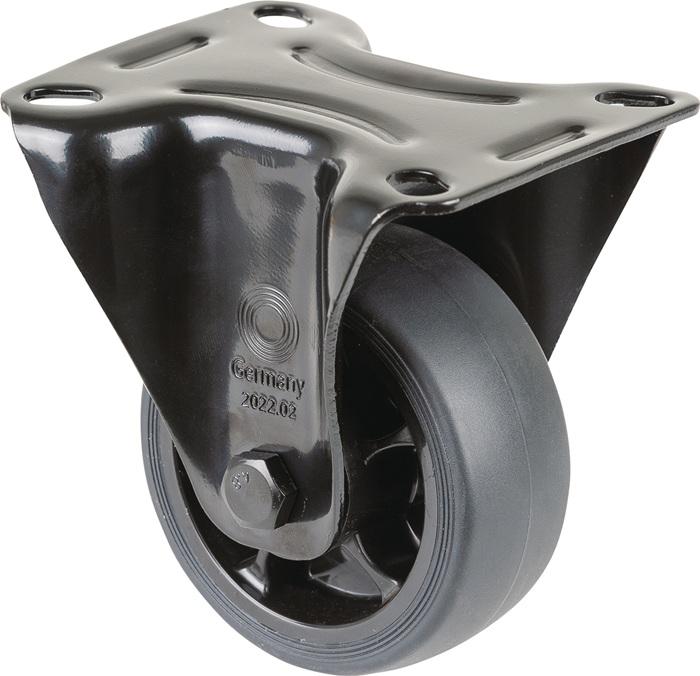 BS Rollen Bockrolle Rad-Ø 80 mm Tragfähigkeit 100 kg Bockrollen Gummi Platte L104xB80 mm Farbe Rolle schwarz