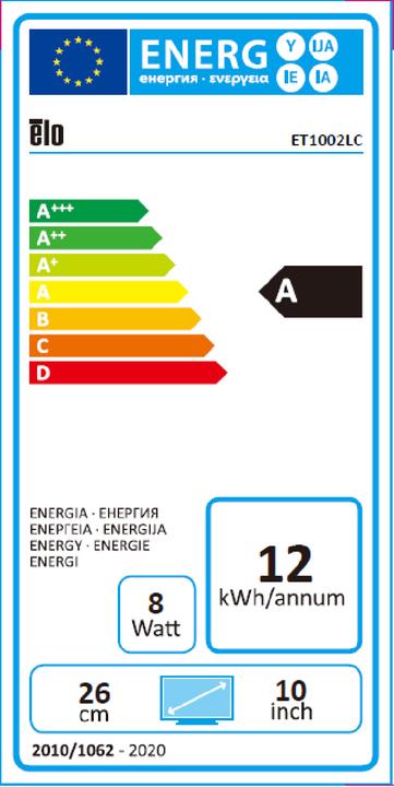 Energielabel ēlo Elo 1002L M-Serie LED Monitor (1280 x 800 pixels, 10.10")