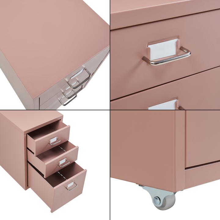 Produktbild En.Casa Rollcontainer Kökar mit 3 Schubladen 48x28x41 cm Hellbraun (48 x 28 x 41 cm)