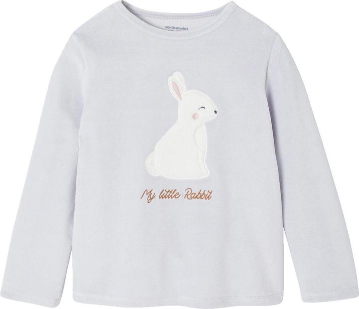 Actual product image Vertbaudet Samt-Schlafanzug mit Hasen-Applikation Mädchen, Recycling-Polyester (86)