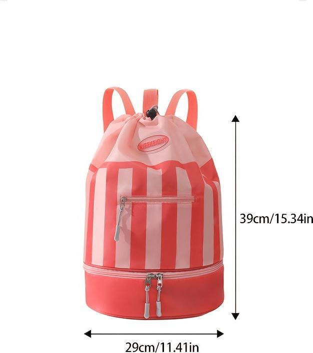 Actual product image Only-Bags.Store 1 Stück Sportrucksack - Gestreift, Nass/Trocken-Trennung, leichte Polyester-Tasche mit