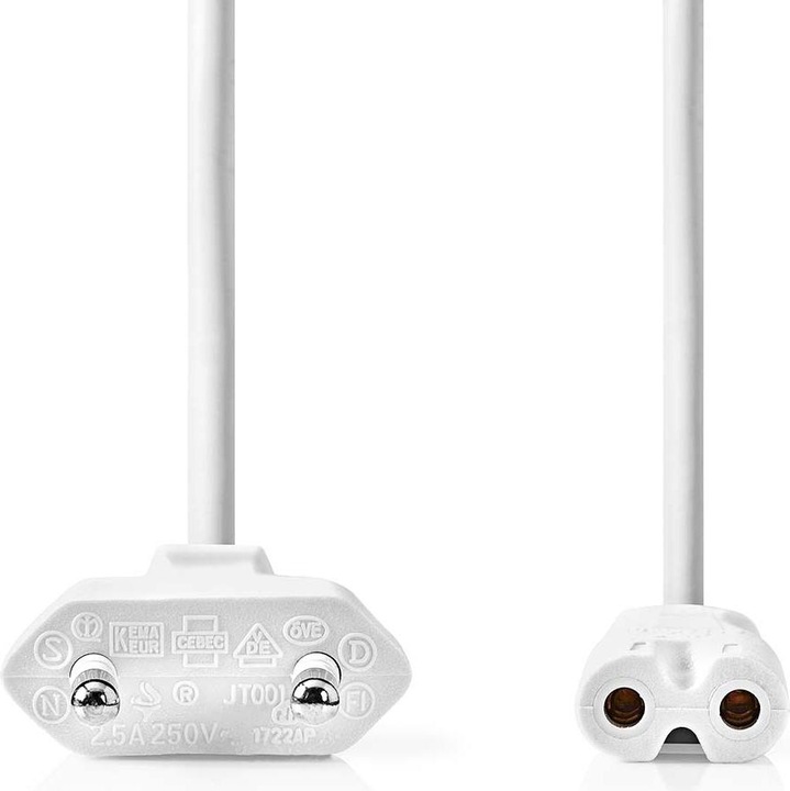 Produktbild Nedis Stromkabel | Euro Männlich | IEC-320-C7 | Gerade | Gerade | Vernickelt | 3.00 m | Flach | PVC (3 m)