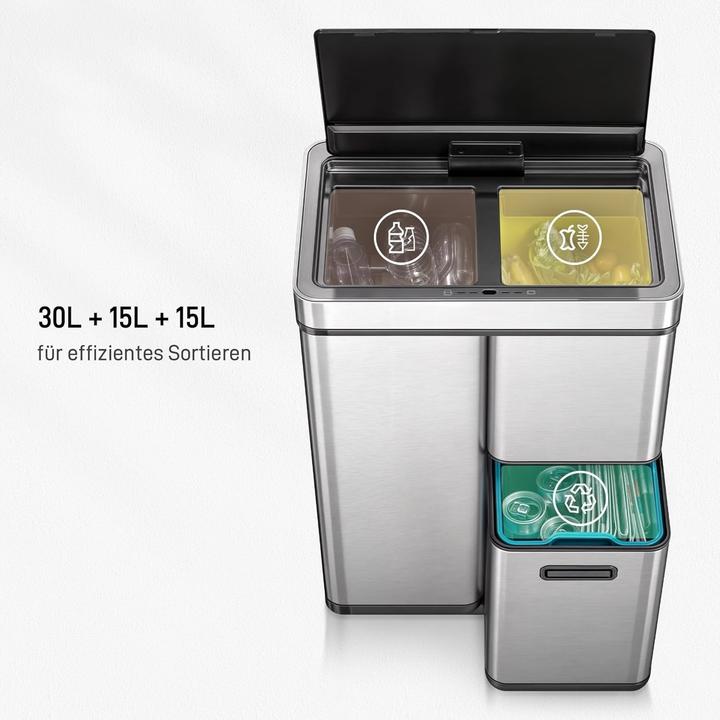 Actual product image EKO Automatic Sensor Kitchen Trash Can with Removable Bins for Waste Separation (60 l)