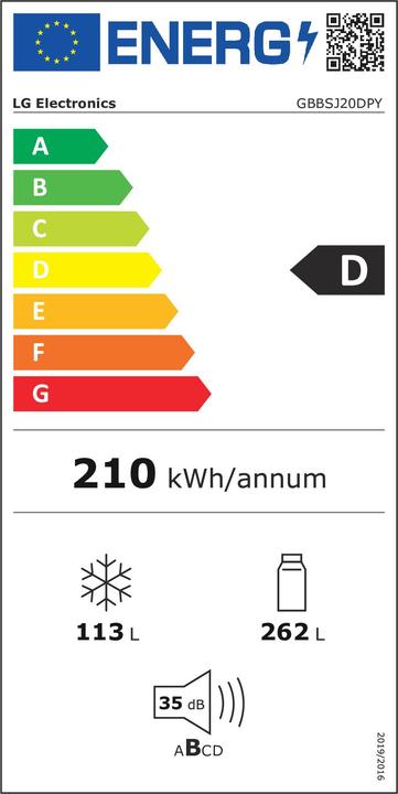 Energie-Label LG GBBSJ20DPY (375 l)
