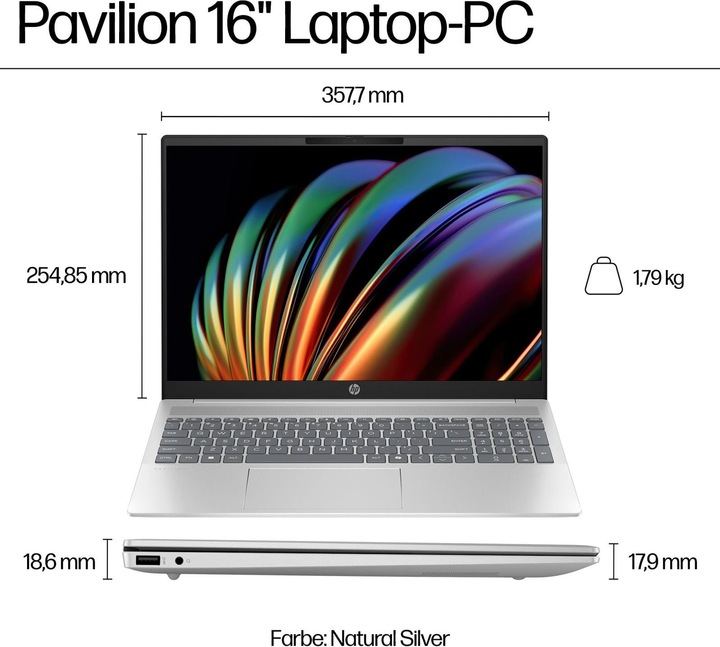 Produktbild HP Pavilion 16-af0055ng (16", Intel Core Ultra 5 125U, 16 GB, 512 GB, DE)
