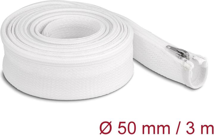 Actual product image Delock Braided hose with zipper heat resistant 3 m x 50 mm white (Cable conduit, 300 cm)