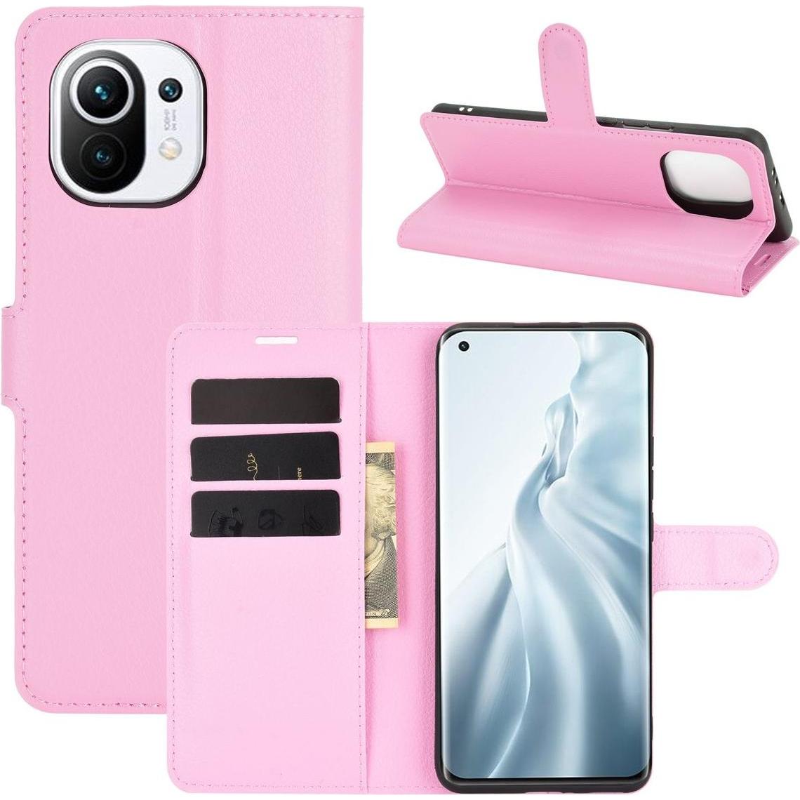 König Design Hülle Handy Schutz für Xiaomi Mi 11 Case Flip Cover Tasche Etuis Bumper Rosa Neu (Xiaomi Mi 11i), Smartphon...
