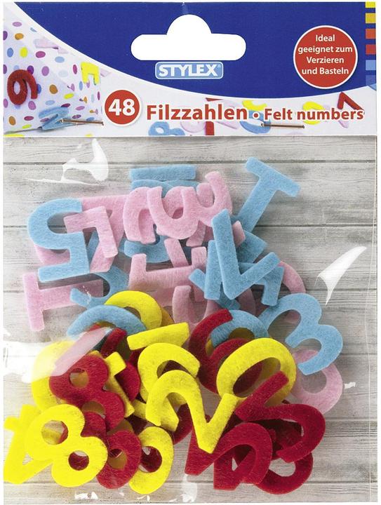 Actual product image Stylex Felt numbers 0-9 coloured assorted 48pcs