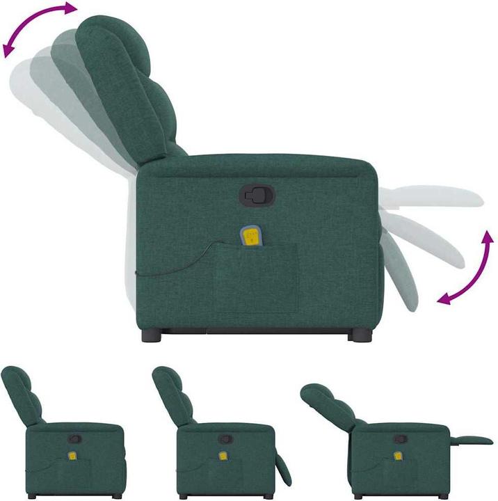 Immagine prodotto VidaXL Poltrona massaggiante con ausilio stand-up in tessuto verde scuro