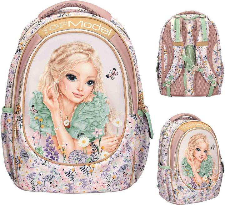 Top Model Topmodel - School Backpack SUMMER FEELING - Pastel Shades with Sage-Colored Details - 44x34x24 c... (19.60 l)