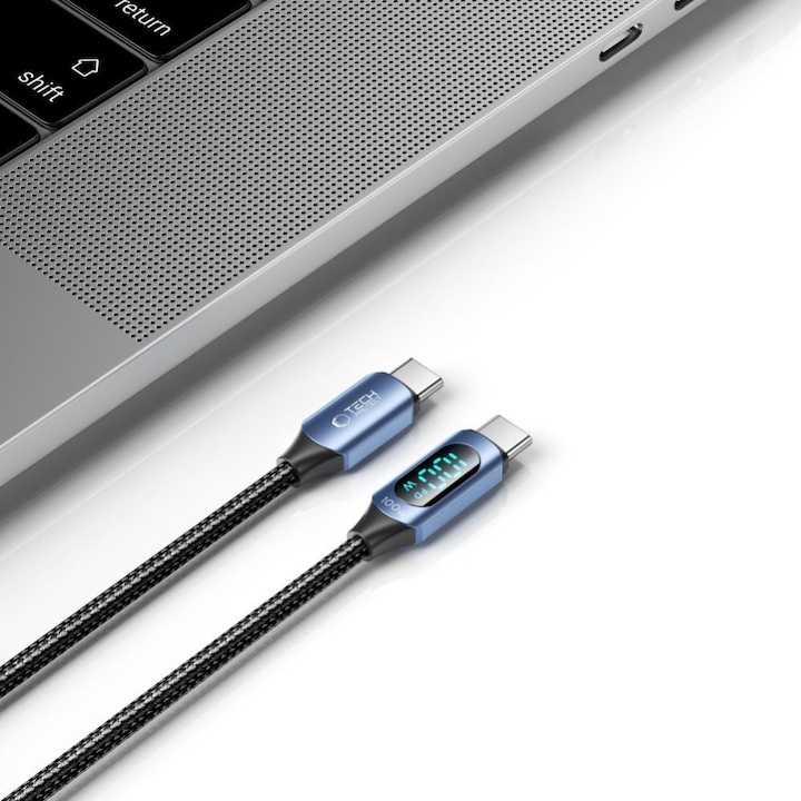 Produktbild Tech-Protect UltraBoost cable with LED display USB-C / USB-C PD 100W 5A 1m - blue (1 m)