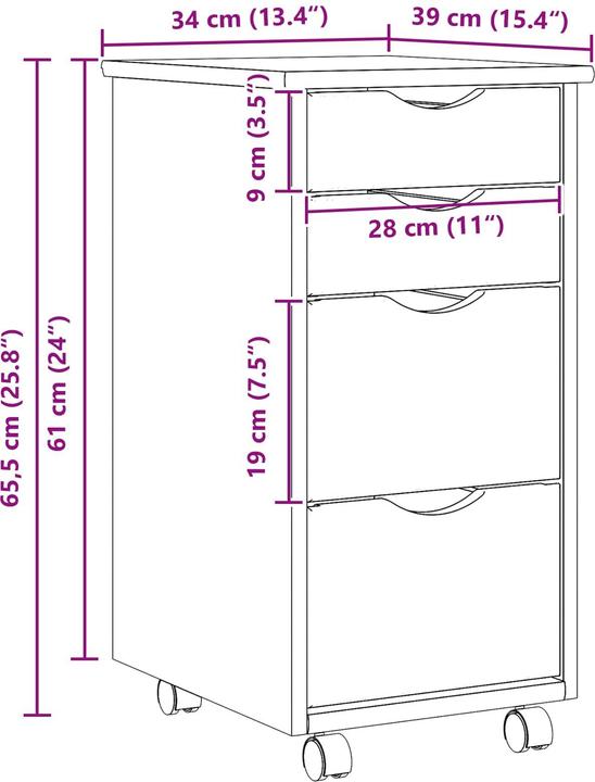 Produktbild vidaXL Rollschrank (39 x 34 x 65.50 cm)