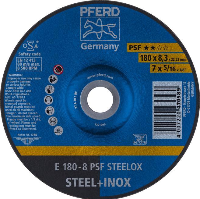 Produktbild Pferd Schruppscheibe M PSF D178xS8,3mm gekröpft Bohrung 22,23 mm