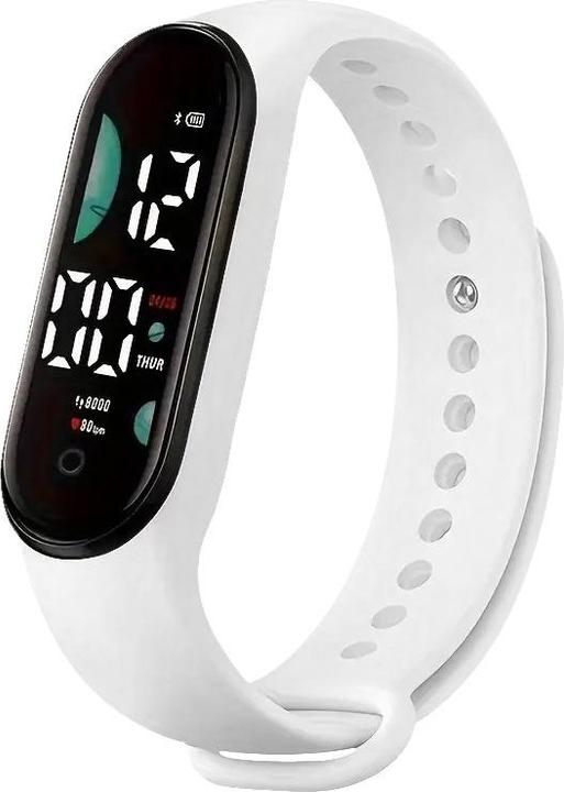 Produktbild Cbx Sport LED-Digitaluhr mit Silikonarmband 12-Stunden-Anzeige Weiss (45 mm)