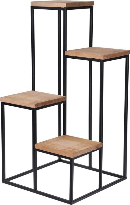 Home&Styling Supporto per piante con 4 ripiani Supporto per vasi da fiori naturale e nero