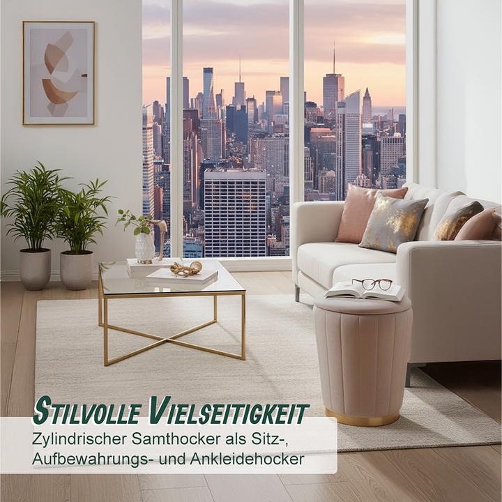 Produktbild Relaxdays Hocker aus Samt mit Stauraum