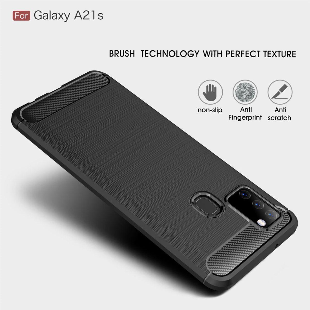 Thumbnail - König Design Hülle Handy Schutz für Samsung Galaxy A21s Case Cover Bumper Carbon Optik Grau (Samsung Galaxy A21s), Smart...