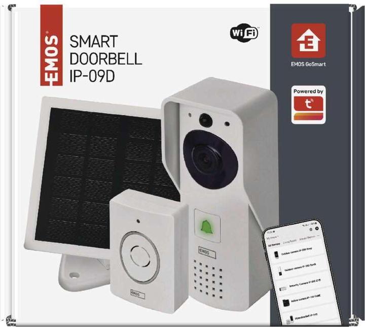 Produktbild Emos GoSmart Drahtlose Video-Türklingel IP-09D mit WiFi und Solarpanel, batteriebetrieben (WLAN)
