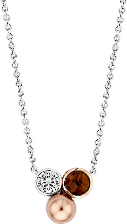 Ti Sento Milano Collier braun mit Muschelkernperle und Zirkonia bicolor 3909PR/42 (925 Sterling Silber, 48 cm)
