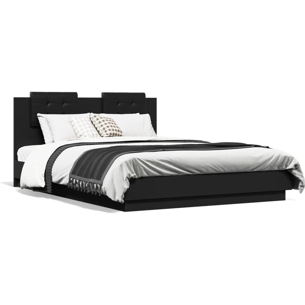 VidaXL, Bett, Bettgestell mit Kopfteil und LED-Leuchten (150 x 200 cm)