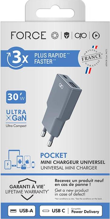 Actual product image Force Power Ladegerät USB-C/A 30W GaN Schnell (30 W, 1 portion)