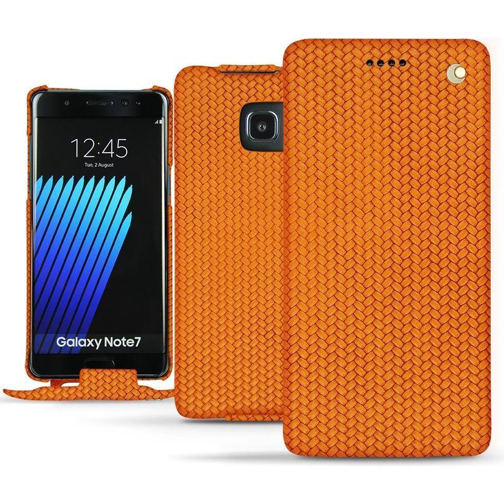 Noreve Lederschutzhülle vertikal (Samsung Galaxy Note 7), Smartphone Hülle, Orange