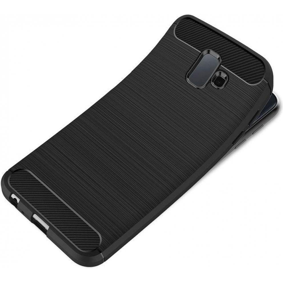 Thumbnail - Screenguard Samsung Galaxy J6+ Hülle Carbon Brushed Soft TPU (Samsung Galaxy J6+), Smartphone Hülle, Schwarz