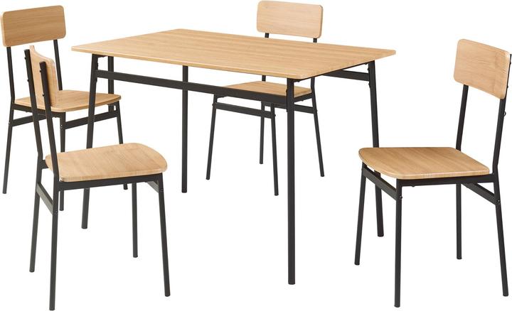 Image du produit En.Casa Essgruppe Pollenev 5-tlg. Schwarz/Eicheoptik (Panneau de bois MDF)