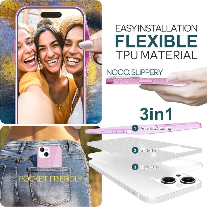 Produktbild Nalia Glitzer Hülle (Apple iPhone 15)