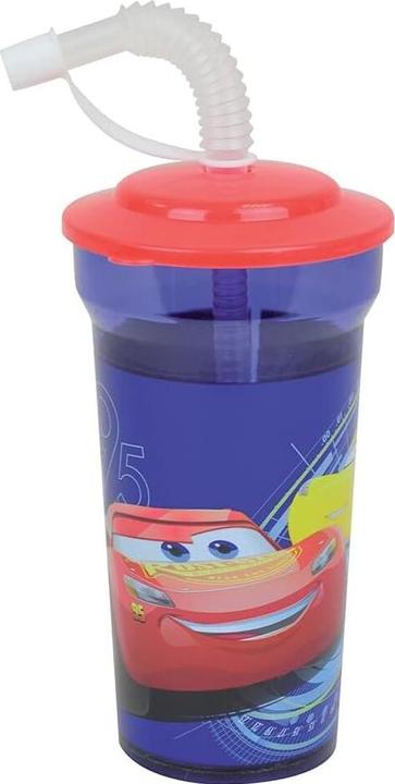 Image du produit set vaisselle verre assiette creuse, verre paille, 2 lots de couverts enfant disney cars