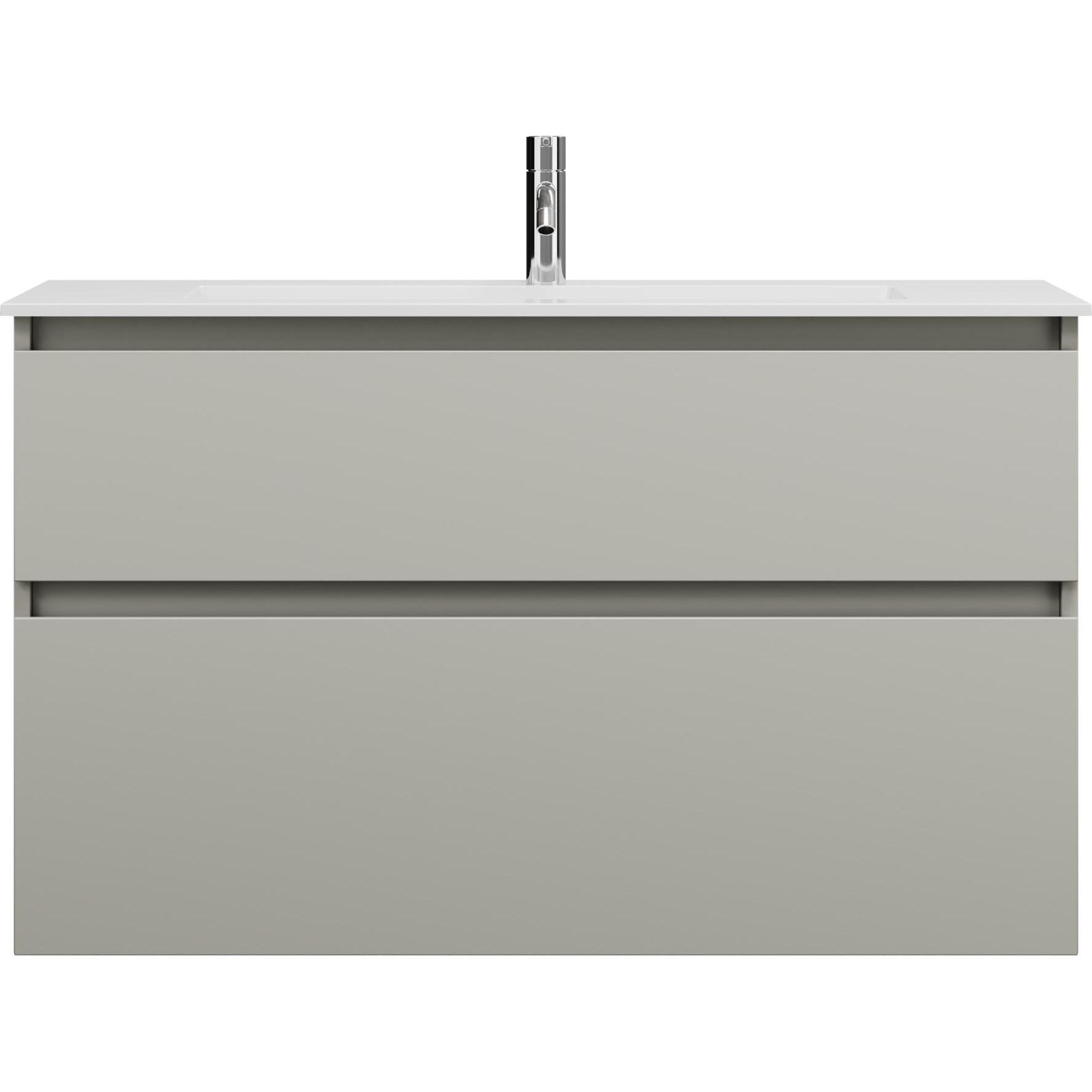 burgbad, Badmöbelset, Lin20 Mineralguss-Waschtisch Farbe Weiss Glänzend inklusive Waschtischunterschrank Tiefe 41
