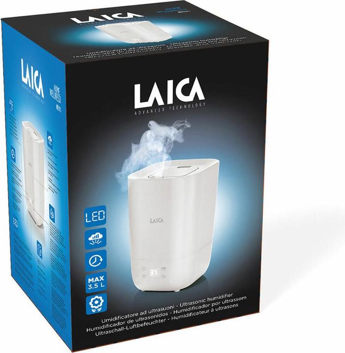 Actual product image Laica Ultrasonic Humidifier And Silent Essence Diffuser LED 3 Speeds 3.3l 25w White Hi3015w (60 m²)